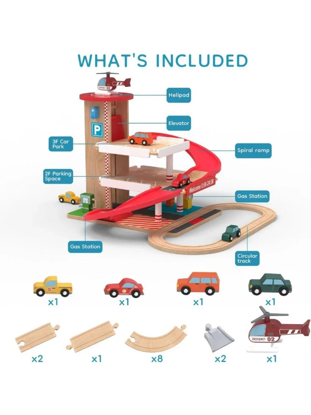 Wooden Parking Garage Toy Set for Toddlers | Fun & Educational Play for Ages 3-5